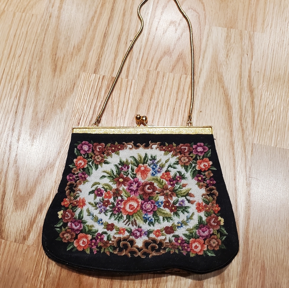 Vintage pointelle clutch purse,  50s 60s
